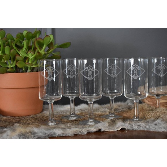 Vintage Other - 8 vintage wine glasses Robot Tech Mechanic champagne flute robotic tech gift